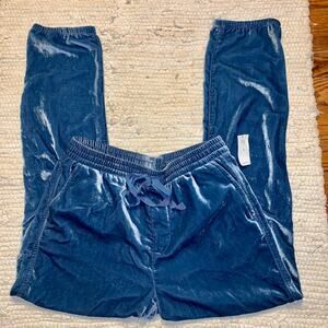 NWT GAP BLUE RAYON VELVET SWEATPANTS JEANS JOGGERS LOUNGEWEAR